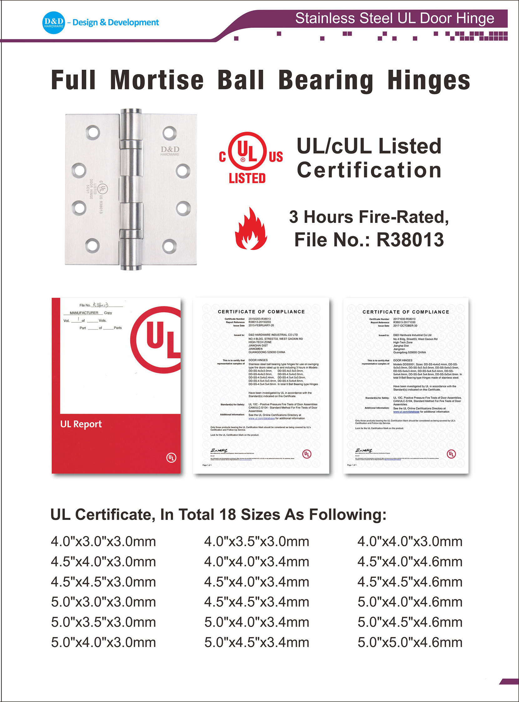 UL DOOR HINGE-D&D HARDWARE УЛ дверь Highte-D & D аппаратное обеспечение