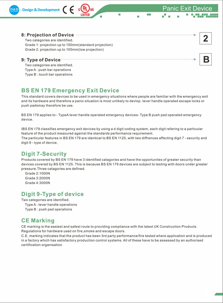 BS EN1125 Panic Exit Device(2)-D&D Hardware BS EN1125 Устройство выхода паники (2) -D & D аппаратное обеспечение