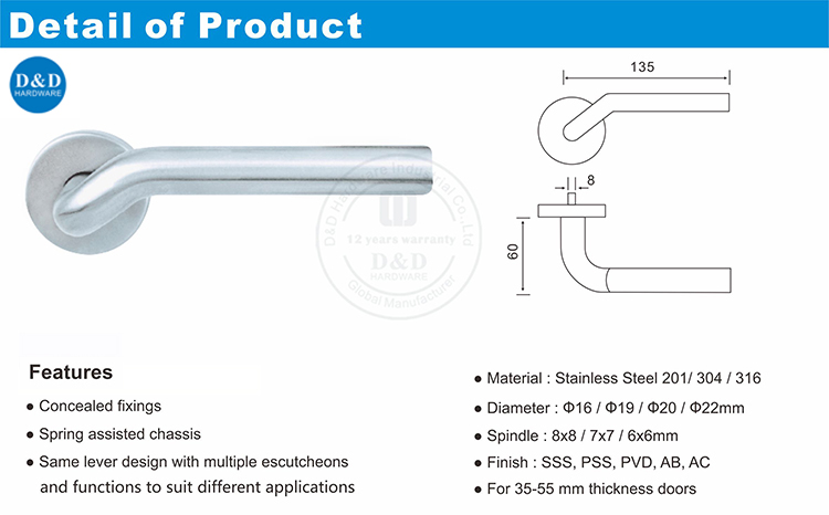 Metal Door Lever Handle-DDTH015-D&D Hardware Металлическая дверная ручка ручки - DDTH015-D & D Оборудование для оборудования