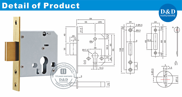 Door Lock Body-D&D Hardware Дверной замок Body-D & D Оборудование для тела