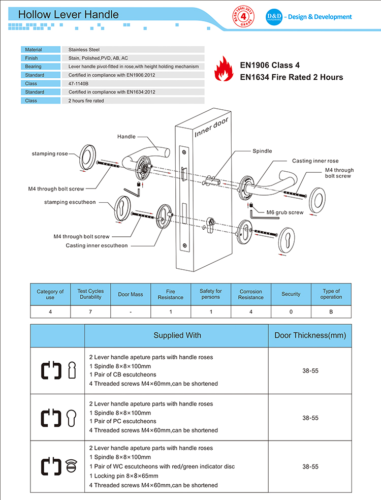 CE EN1906 Standard Door Handles-D&D Hardware CE EN1906 Стандартные дверные ручки-ди & D аппаратные средства