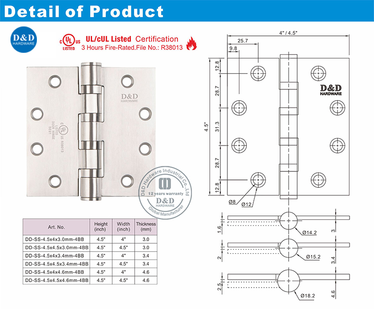 Wooden Door Hinge-DDSS004-FR -деревянные дверные