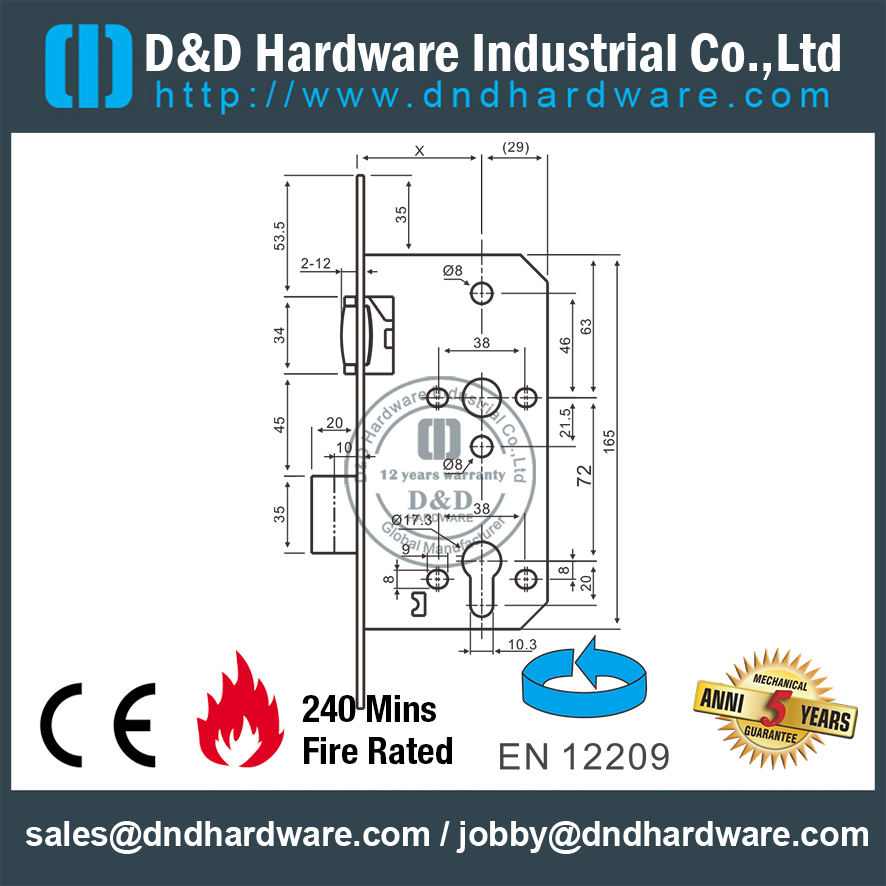SS304 Roller Bolt Lock-DDML6072ZR